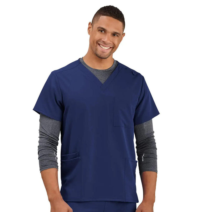 Jockey Unisex Four Pocket Top- Male Model Front Image, Navy