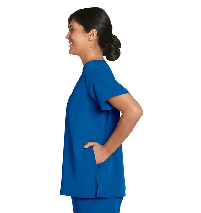 Jockey Scrubs Ladies Sleek Top- Side Image Royal
