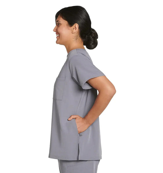 Jockey Scrubs Ladies Sleek Top- Side Image Pewter