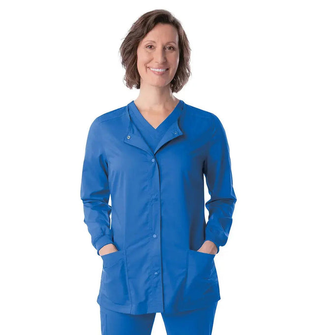 Landau ProFlex Women's Warm-Up Scrub Jacket 3038 -Royal-frontview