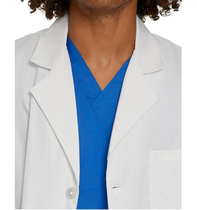 Landau Unisex 3-Pocket Full-Length Lab Coat 3187 -White-Neckview