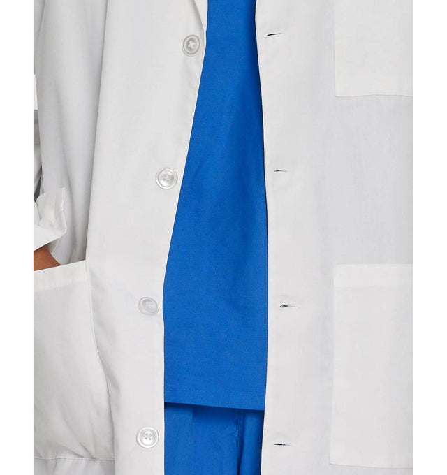 Landau Unisex 3-Pocket Full-Length Lab Coat 3187 -White-Front Closeview