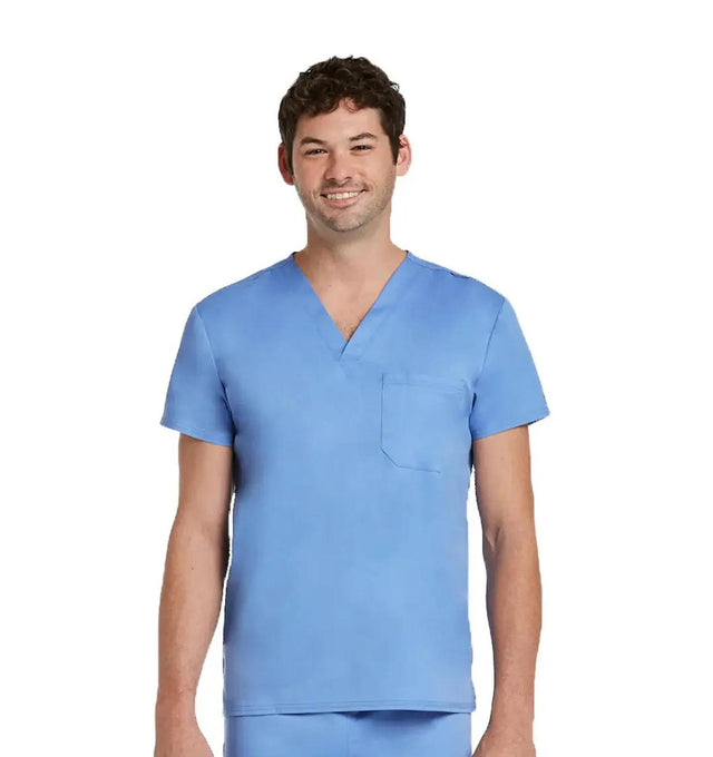 Maevn 3500 Unisex Basic V-Neck Top Ceil Blue - Front