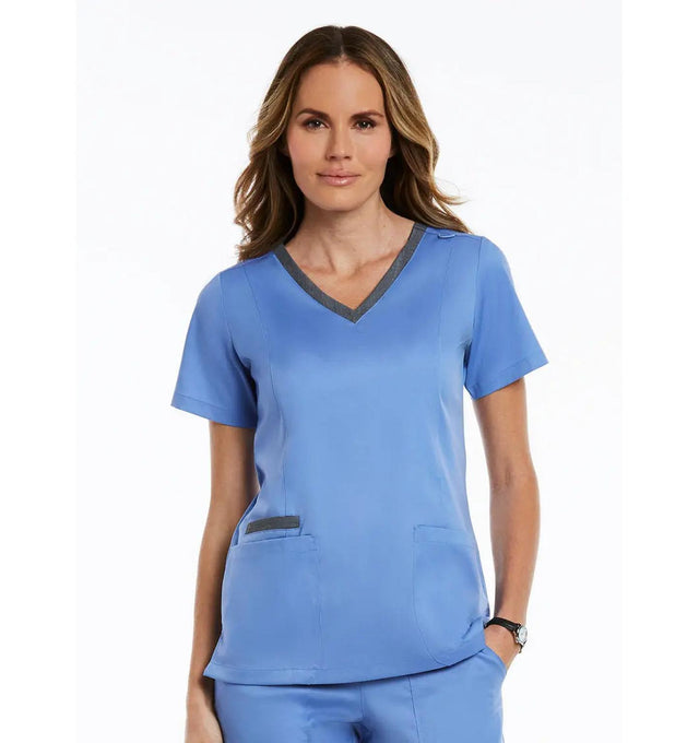Maevn Contrast Double V - Neck Top - Fiumara Medical