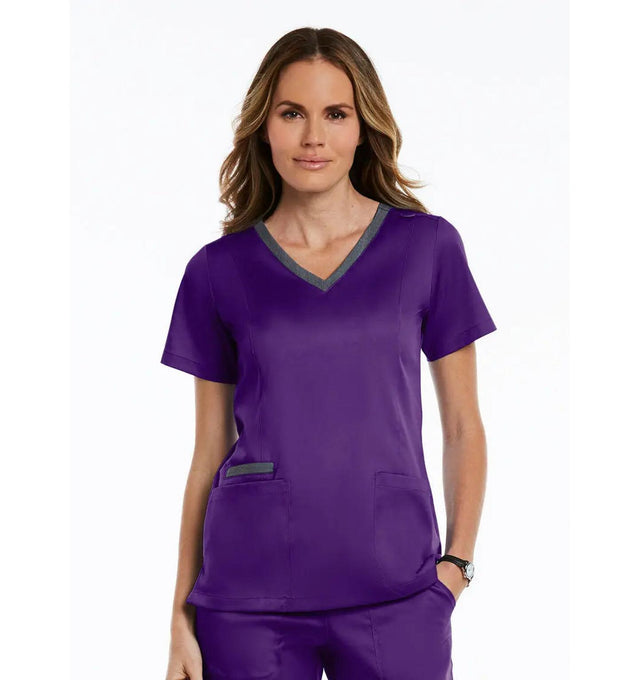 Maevn Contrast Double V - Neck Top - Fiumara Medical