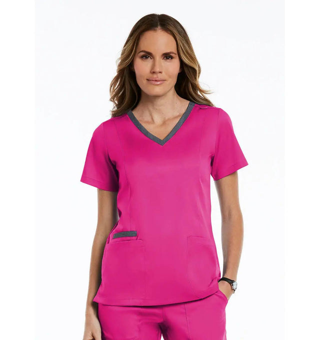 Maevn Contrast Double V - Neck Top - Fiumara Medical