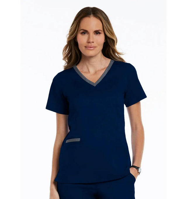 Maevn Contrast Double V - Neck Top - Fiumara Medical