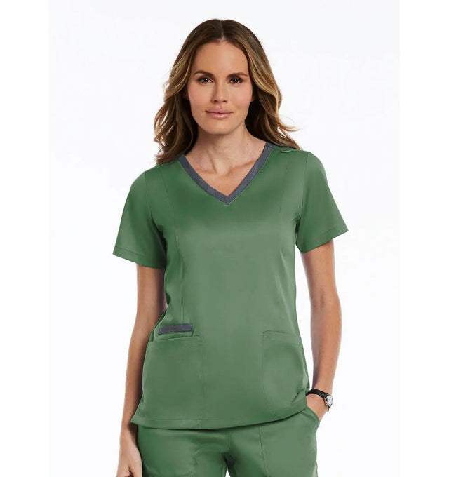 Maevn Contrast Double V - Neck Top - Fiumara Medical