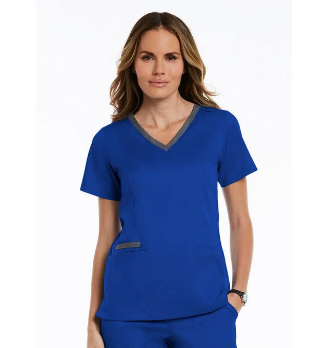 Maevn Contrast Double V - Neck Top - Fiumara Medical