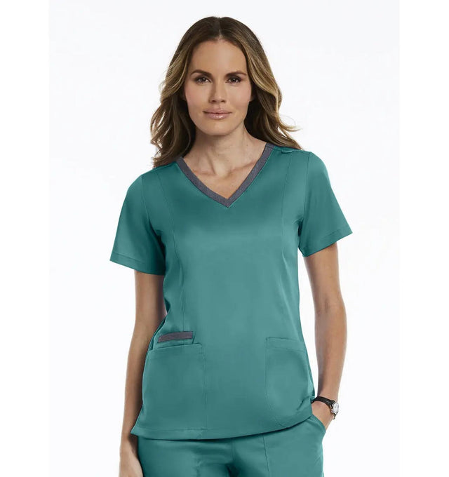 Maevn Contrast Double V - Neck Top - Fiumara Medical
