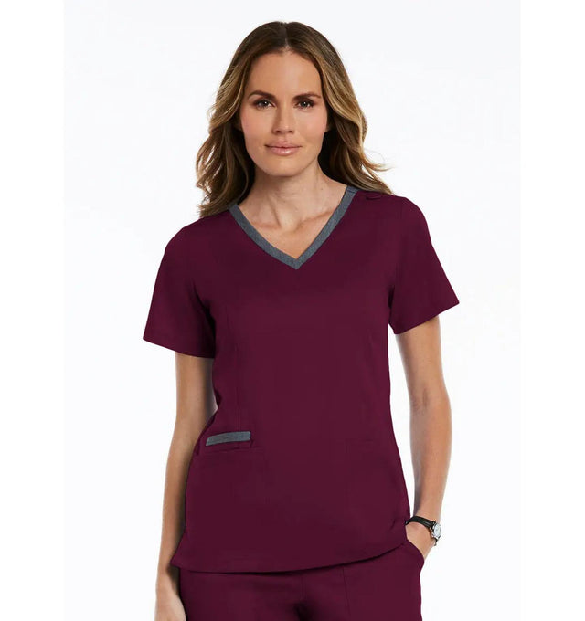 Maevn Contrast Double V - Neck Top - Fiumara Medical