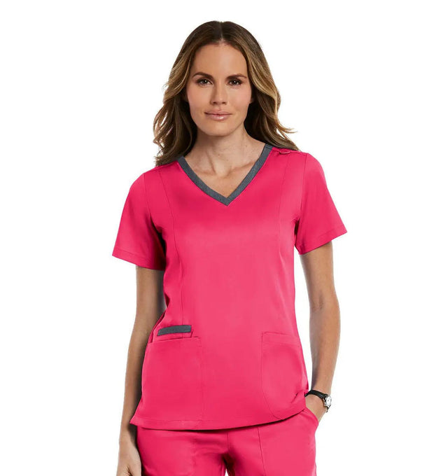 Maevn Contrast Double V - Neck Top - Fiumara Medical