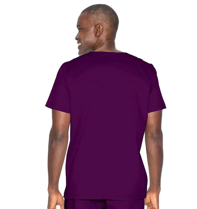 Landau ProFlex Men's 2-Pocket V-Neck Scrub Top 4259 -New Eggplant-Backview