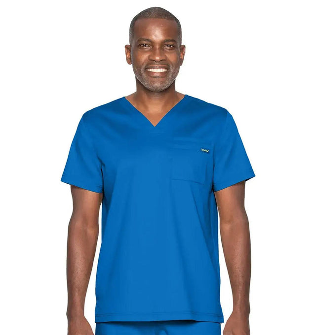 Landau ProFlex Men's 2-Pocket V-Neck Scrub Top 4259 -Royal-Frontview