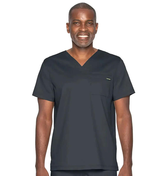 Landau ProFlex Men's 2-Pocket V-Neck Scrub Top 4259 -Graphite-Frontview