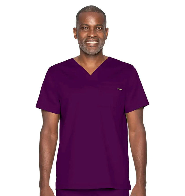 Landau ProFlex Men's 2-Pocket V-Neck Scrub Top 4259 -New Eggplant-Frontview