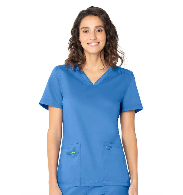 Landau ProFlex Women's 2-Pocket V-Neck Scrub Top 4168 -Ceil -frontview