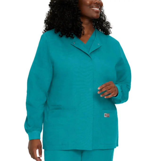Landau ProFlex Women's Warm-Up Scrub Jacket 70227 -teal-frontview