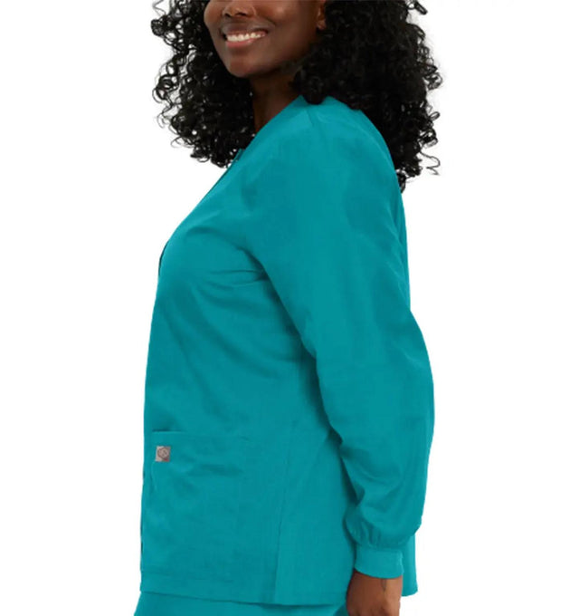 Landau ProFlex Women's Warm-Up Scrub Jacket 70227 -teal-sideview