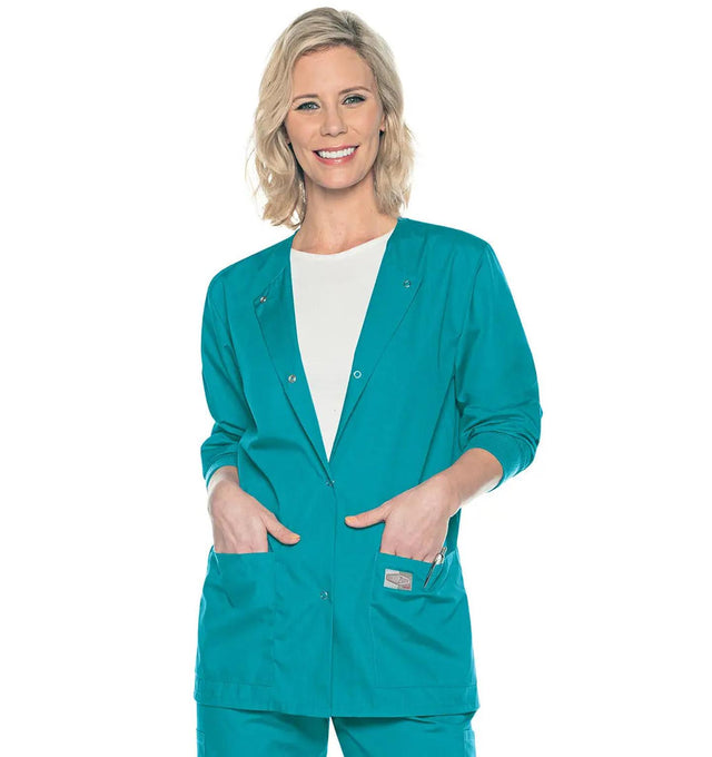 Landau ProFlex Women's Warm-Up Scrub Jacket 70227 -teal-frontview