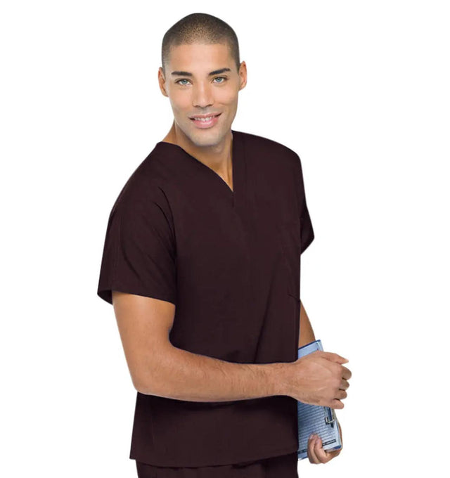 Landau Unisex Scrub Top Brown