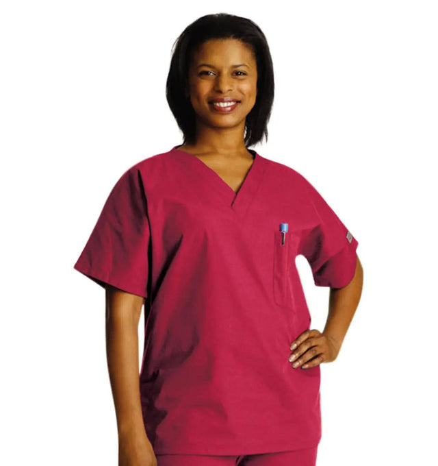 Landau Unisex Scrub Top Red