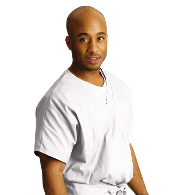 Landau Unisex Scrub Top White