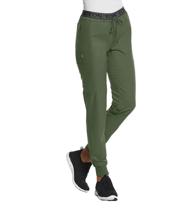 Sporty Full Elastic Logo Waist Jogger Pant Olive