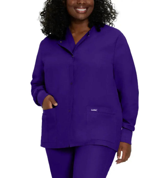 Landau Essentials Women's Warm-Up Scrub Jacket 7525 -Grapefrontview