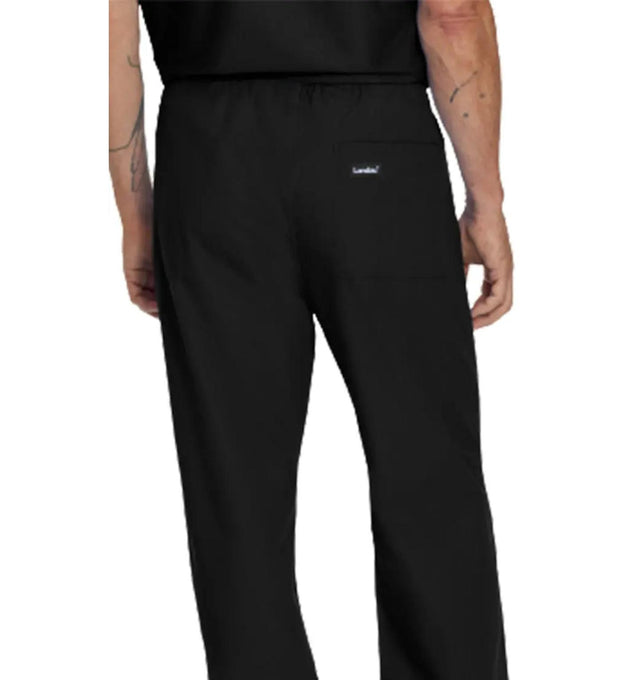 Landau Essentials Unisex Straight-Leg Scrub Pants 7602 -Black-backview