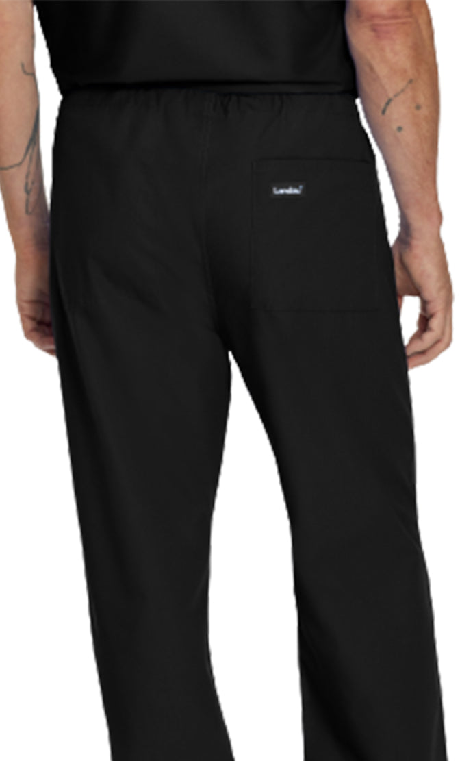 Landau Essentials Unisex Straight-Leg Scrub Pants 7602 -Black-backview