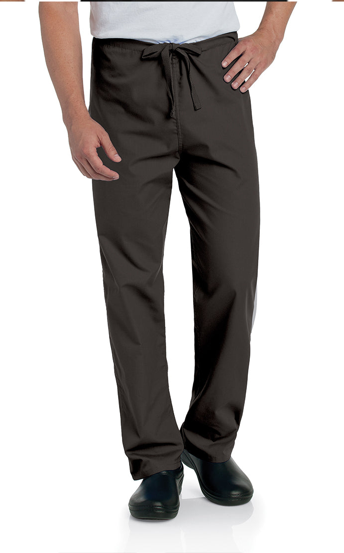Landau Essentials Unisex Straight-Leg Scrub Pants 7602 -Black-Frontview
