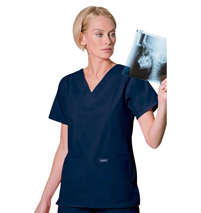 Landau Women's V-Neck Four-Pocket Tunic Navy