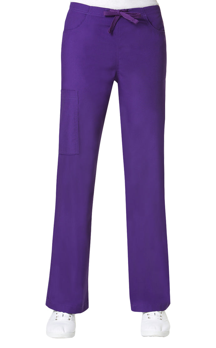 Maevn Women's Core Straight Leg Cargo Back Elastic Drawstring Pant Purple