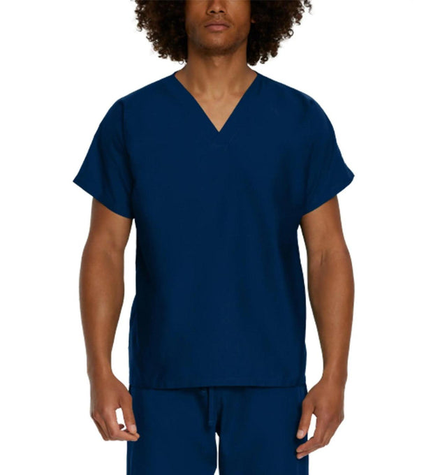 Landau Scrub Zone Unisex No-Pocket V-Neck Scrub Top LT102 -Navy-Frontview