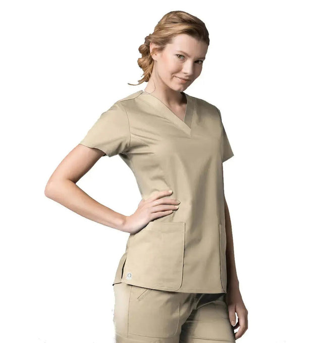 V-Neck Pocket Top Khaki
