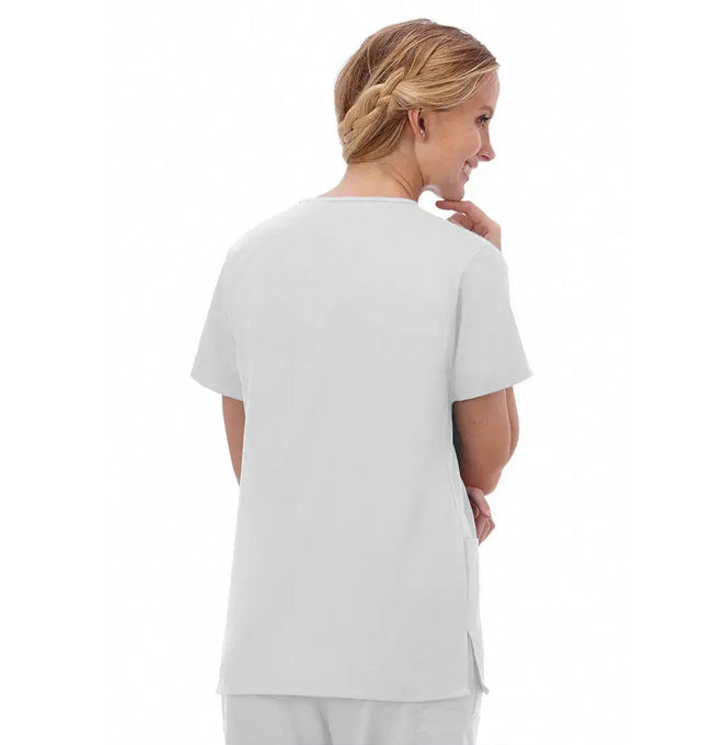 Fundamentals Women's Two Pocket V-Neck Top - Back White