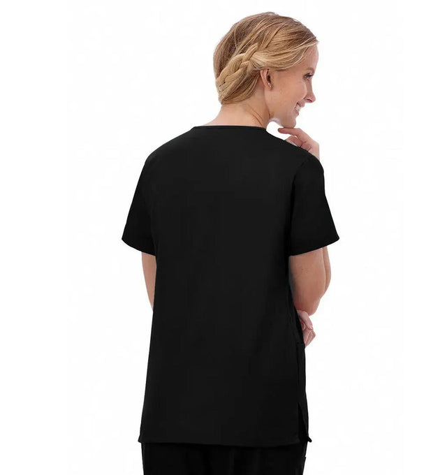 Fundamentals Women's Two Pocket V-Neck Top - Back Black