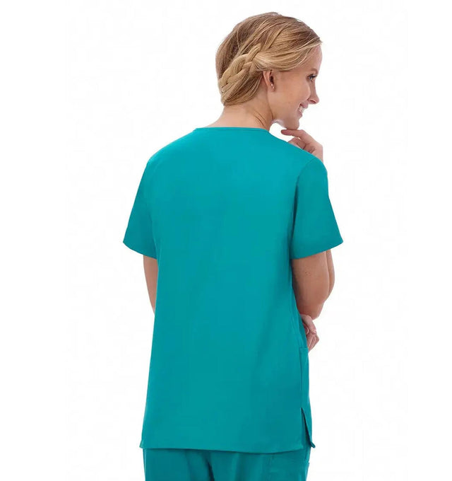 Fundamentals Women's Two Pocket V-Neck Top - Back Teal