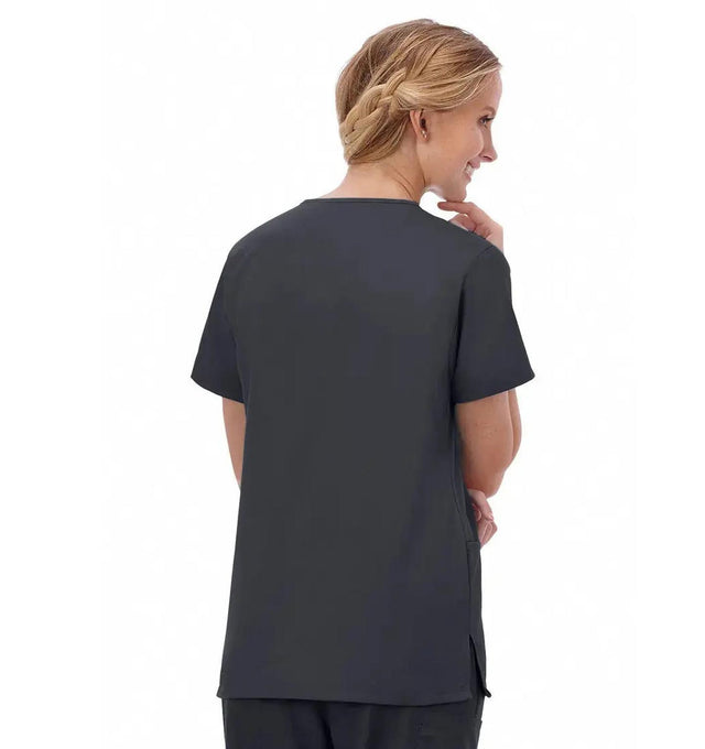 Fundamentals Women's Two Pocket V-Neck Top - Back Charcoal