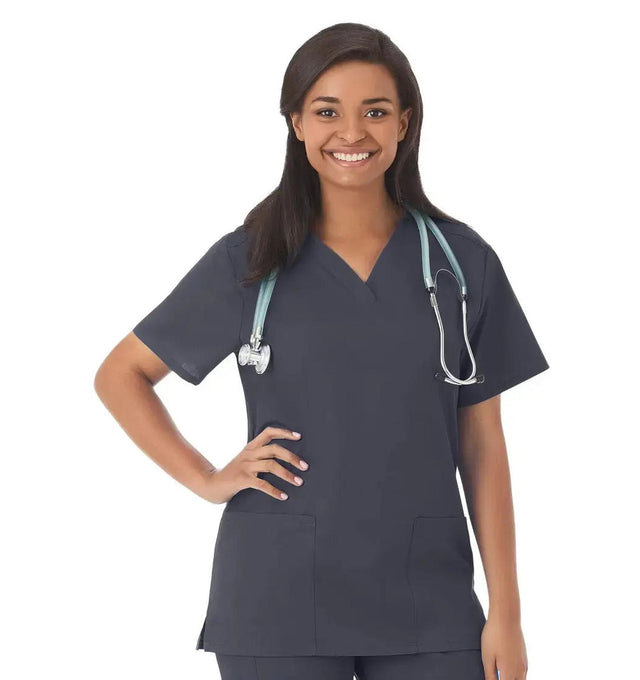 Fundamentals Women's Two Pocket V-Neck Top - Main Image Charcoal