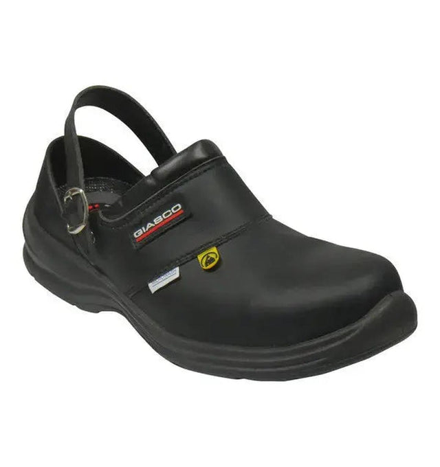 Giasco "Free" Semi Open-Back Leather Work Shoe Black Strap Up Front