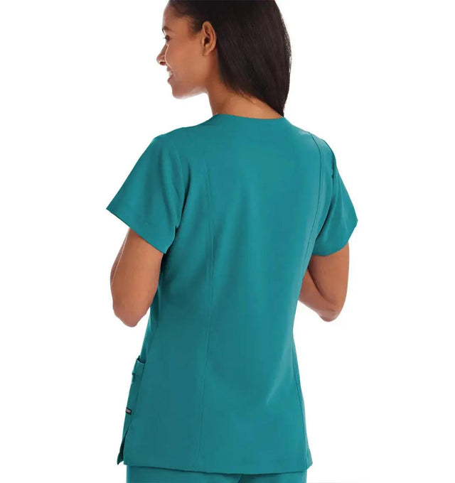 Jockey Ladies Curves Ahead Mock Wrap Top - Back Teal