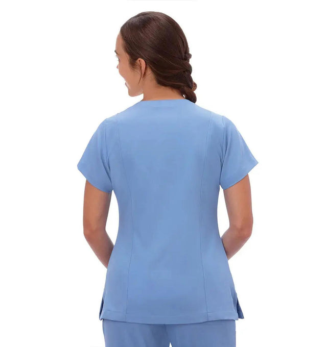 Jockey Ladies Curves Ahead Mock Wrap Top - Back Ceil Blue