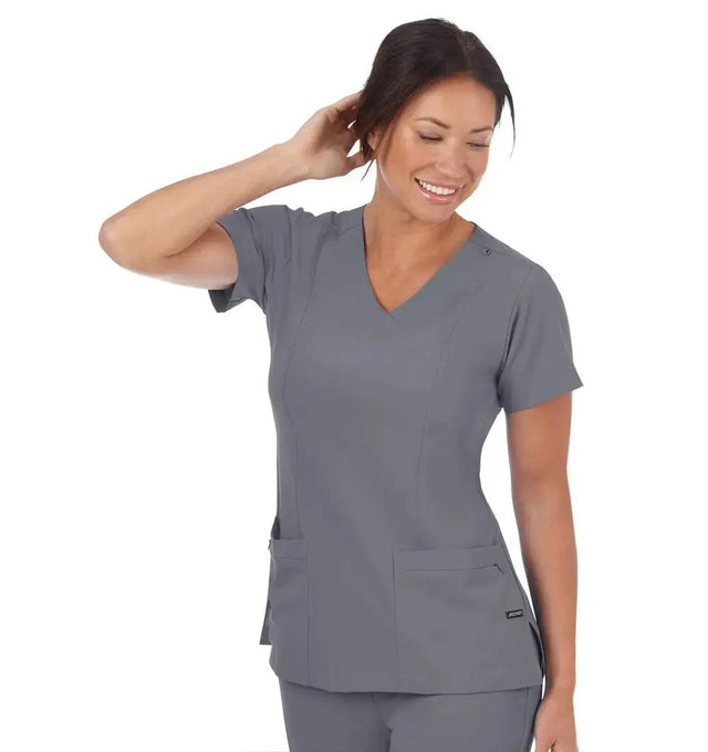 Jockey Ladies Curves Ahead Mock Wrap Top - Main Image Pewter