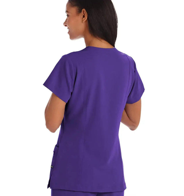 Jockey Ladies Curves Ahead Mock Wrap Top - Back Purple