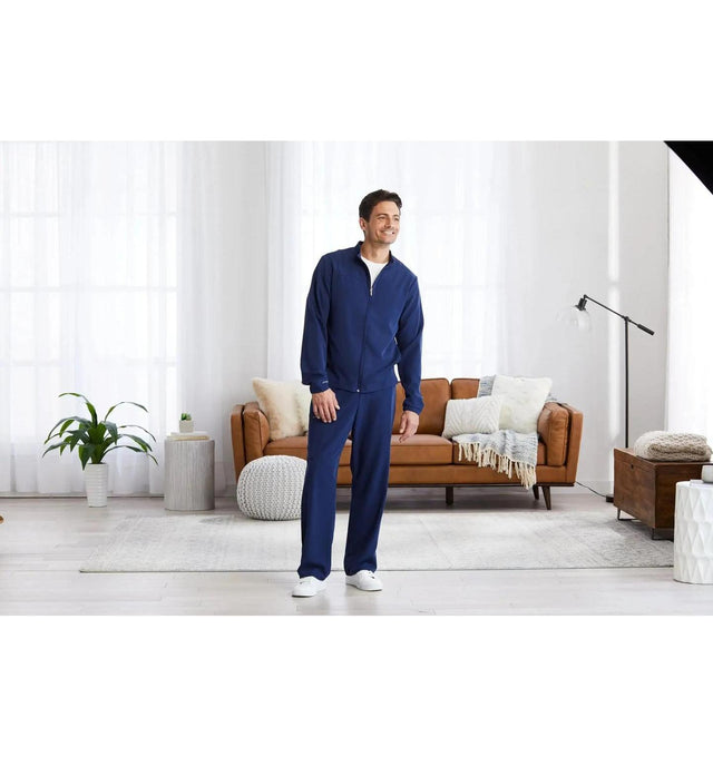 Jockey Unisex Warm Up Jacket-Male Model, Navy