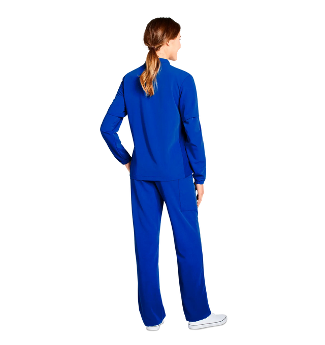 Jockey Unisex Warm Up Jacket-Lady Model Back, Royal