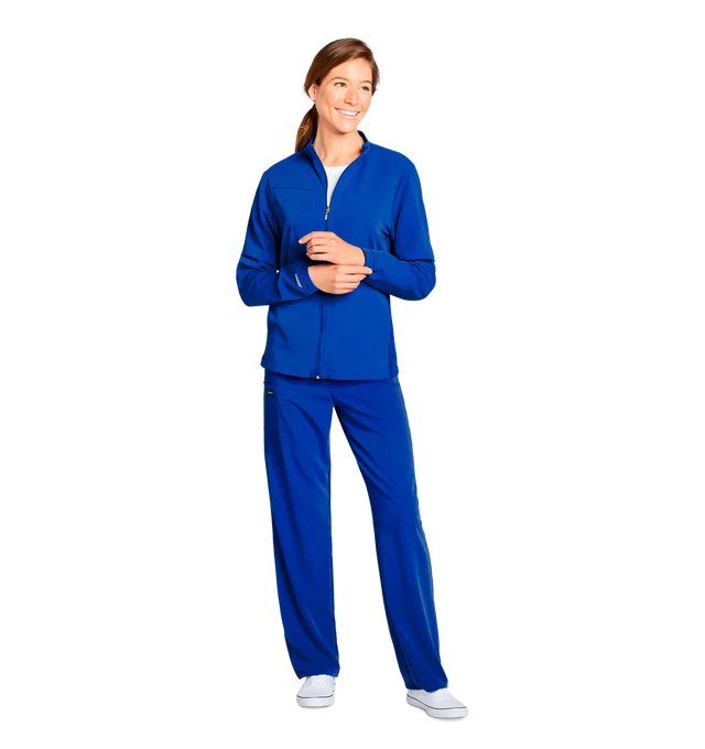 Jockey Unisex Warm Up Jacket-Lady Model Front 2, Royal