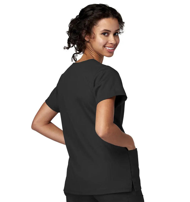 Meta Scrubs 15201 Ladies Notch Top Black-BACK
